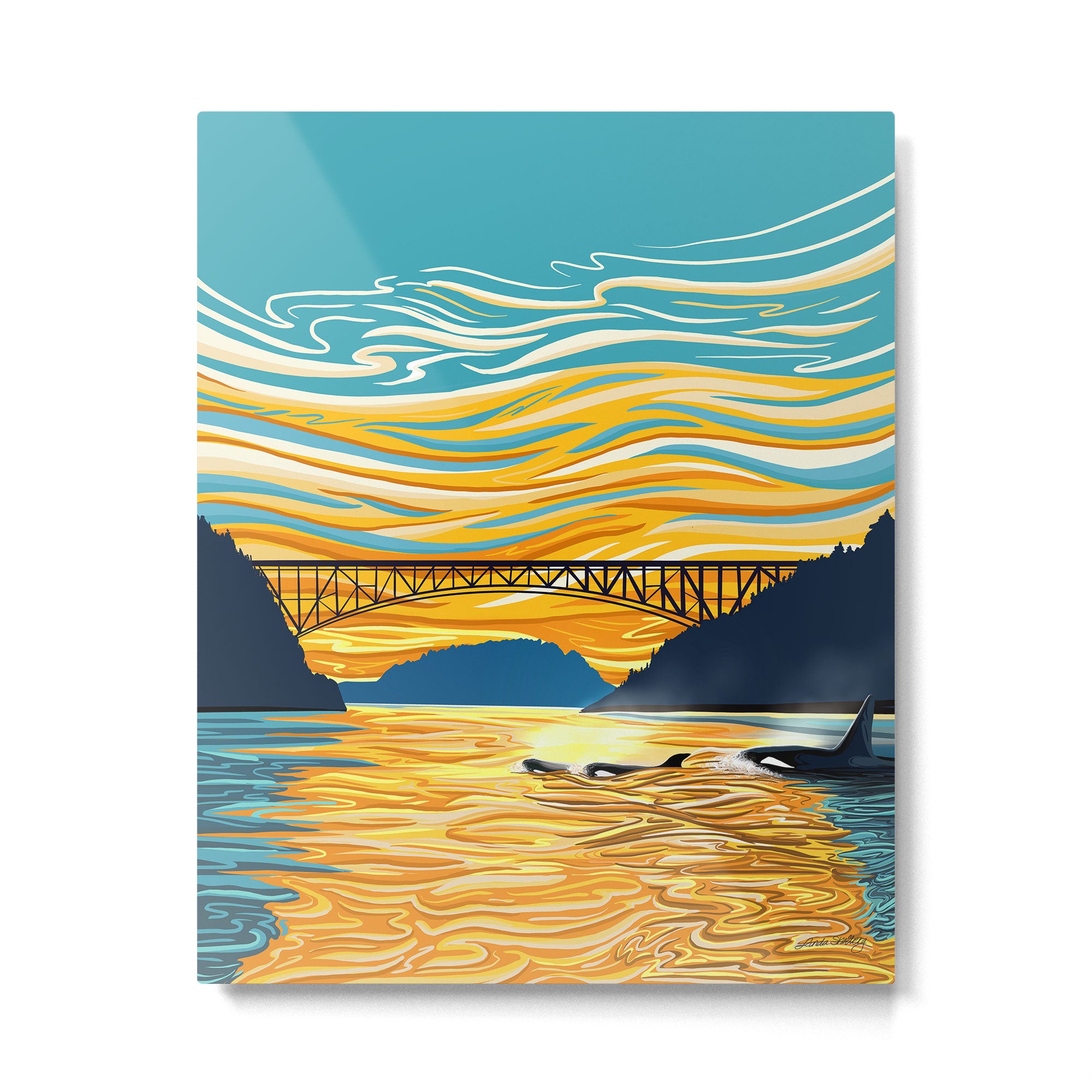 Deception Pass Orca Sunset Swim Metal Print Gallery Image 4