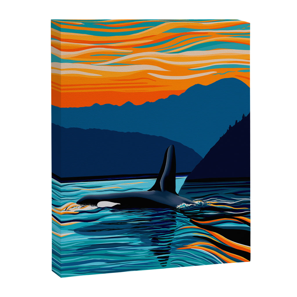 Orca into the Fire Sky Canvas Print Gallery Image 6