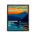 Orca into the Fire Sky Framed Canvas Print Gallery Image 6
