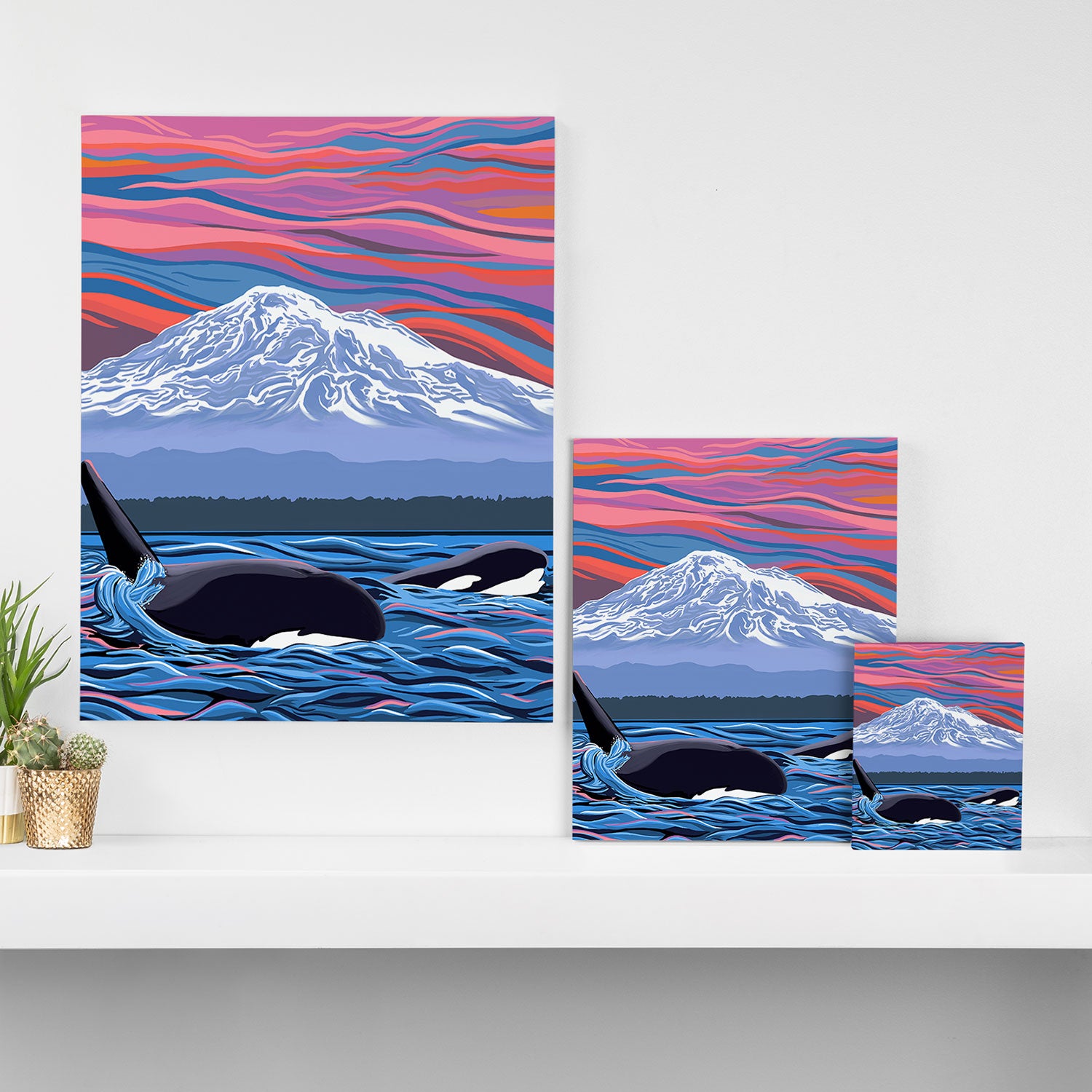 Orca Momma and calf - Ballet Slipper Canvas Print Gallery Image 3