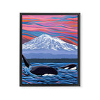 Orca Momma and calf - Ballet Slipper Framed Canvas Print Gallery Image 6