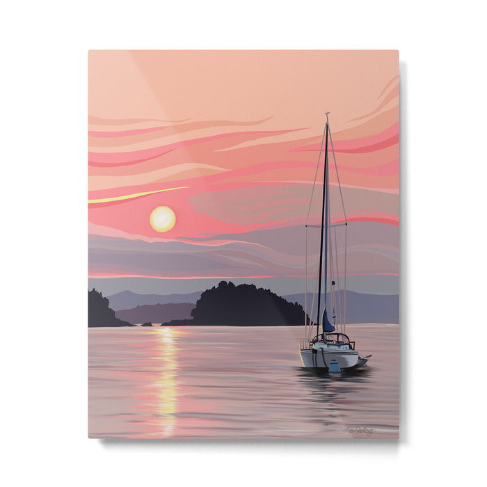 Smooth Sailboat Sunset Metal Print Gallery Image 1
