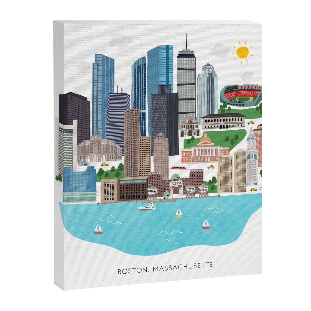 Boston Skyline Illustration Canvas Print Gallery Image 6