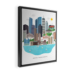 Boston Skyline Illustration Framed Canvas Print Gallery Image 2