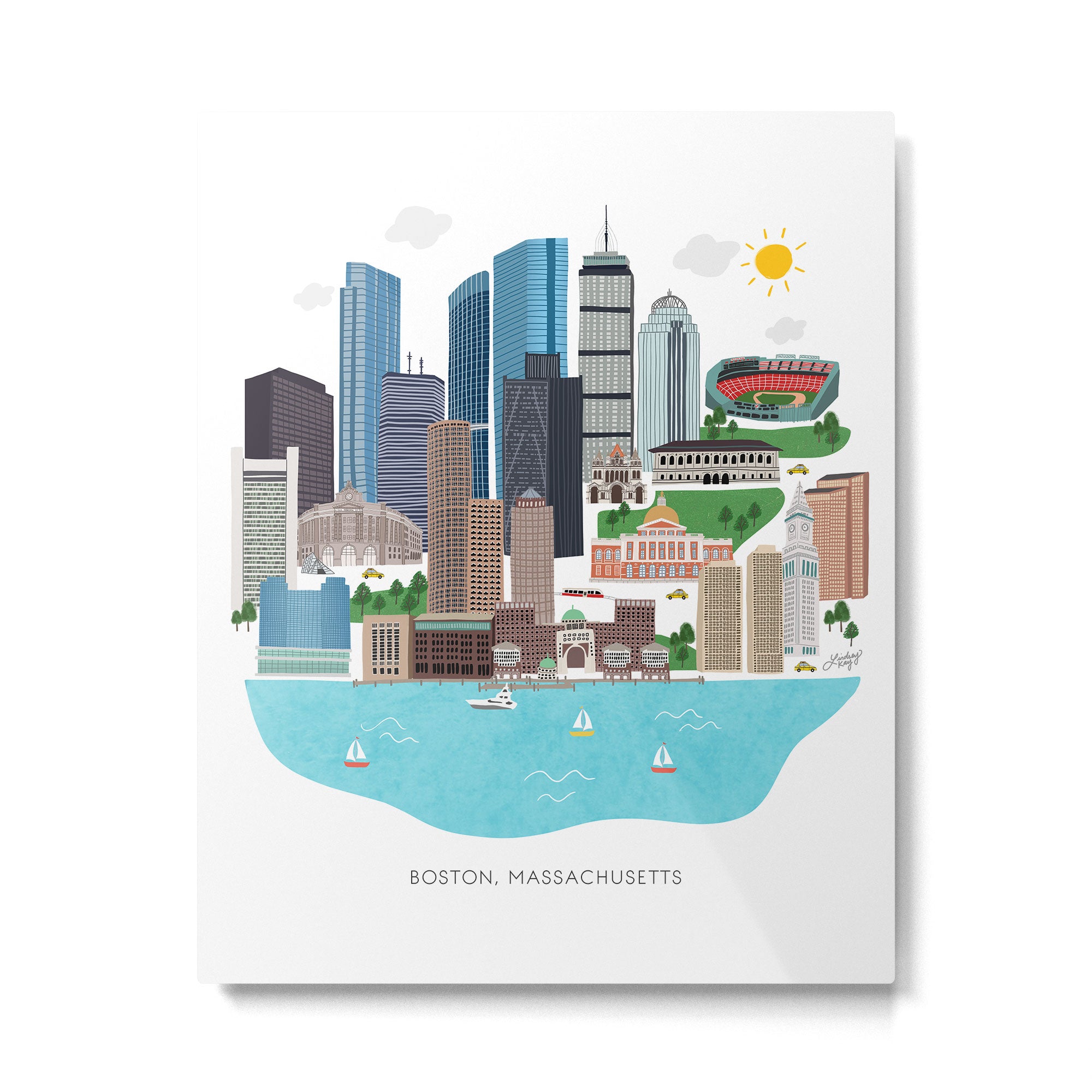 Boston Skyline Illustration Metal Print Gallery Image 4