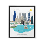 Chicago Illustration Framed Canvas Print Gallery Image 8