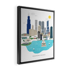 Chicago Illustration Framed Canvas Print Gallery Image 2