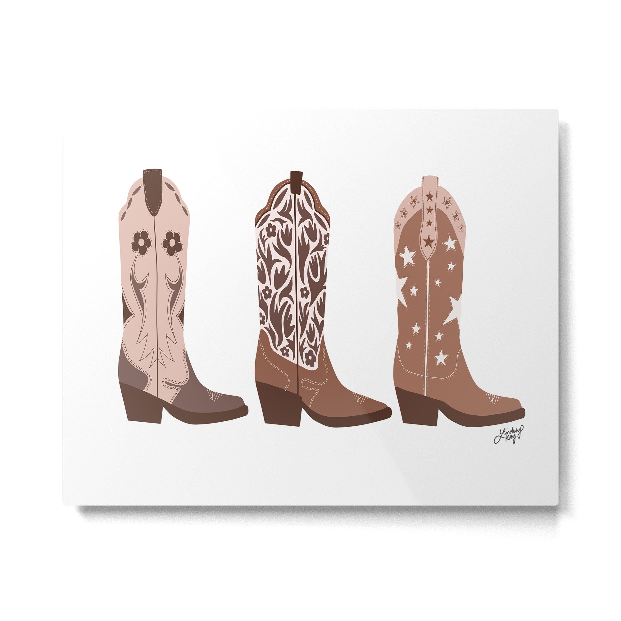 Cowboy Boots {Brown Palette) Metal Print Gallery Image 4