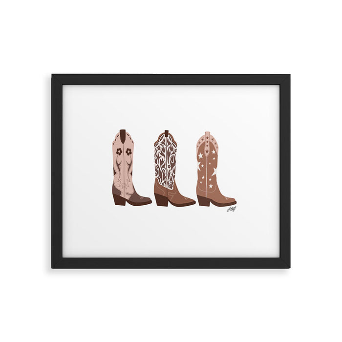 Cowboy Boots {Brown Palette) Framed Art Print Gallery Image 1