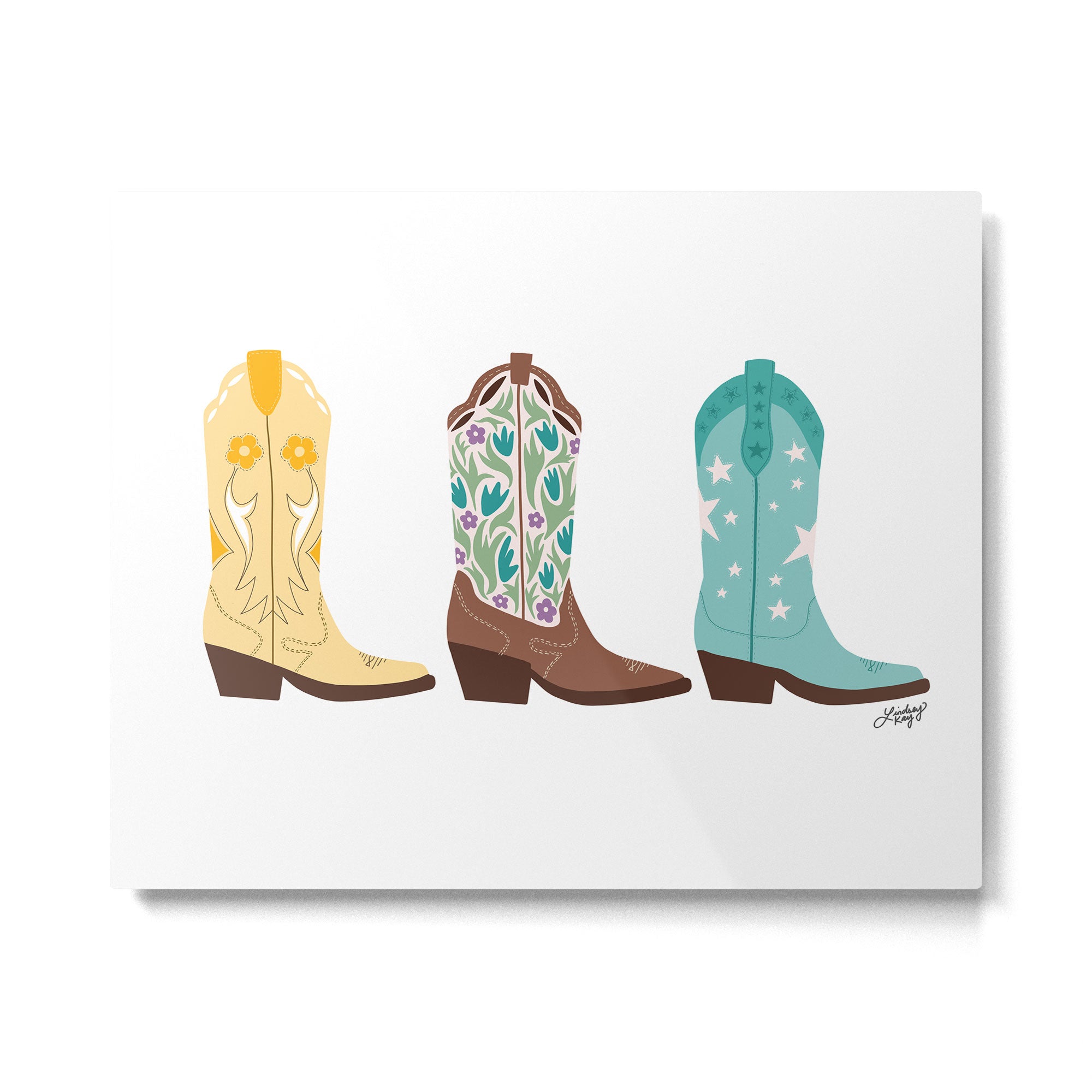 Cowboy Boots Illustration (Bright Palette) Metal Print Gallery Image 4