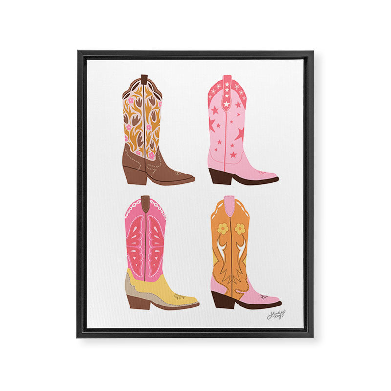 Cowboy Boots (Warm Palette) Illustration  Framed Canvas Print Gallery Image 8