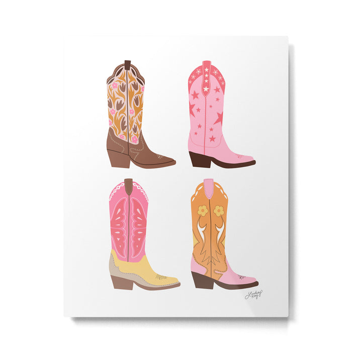 Cowboy Boots (Warm Palette) Illustration  Metal Print Gallery Image 1
