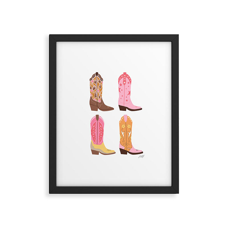 Cowboy Boots (Warm Palette) Illustration  Framed Art Print Gallery Image 6