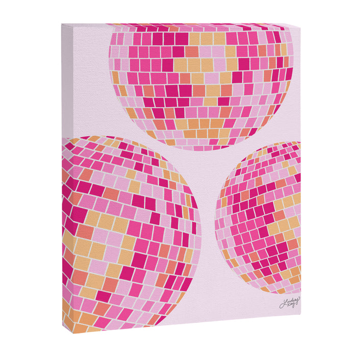 Disco Balls Illustration (Pink/Yellow Palette) Canvas Print Gallery Image 1