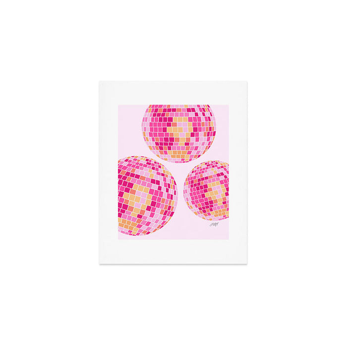 Disco Balls Illustration (Pink/Yellow Palette) Art Print Gallery Image 1