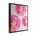 Disco Balls Illustration (Pink/Yellow Palette) Framed Canvas Print Gallery Image 2