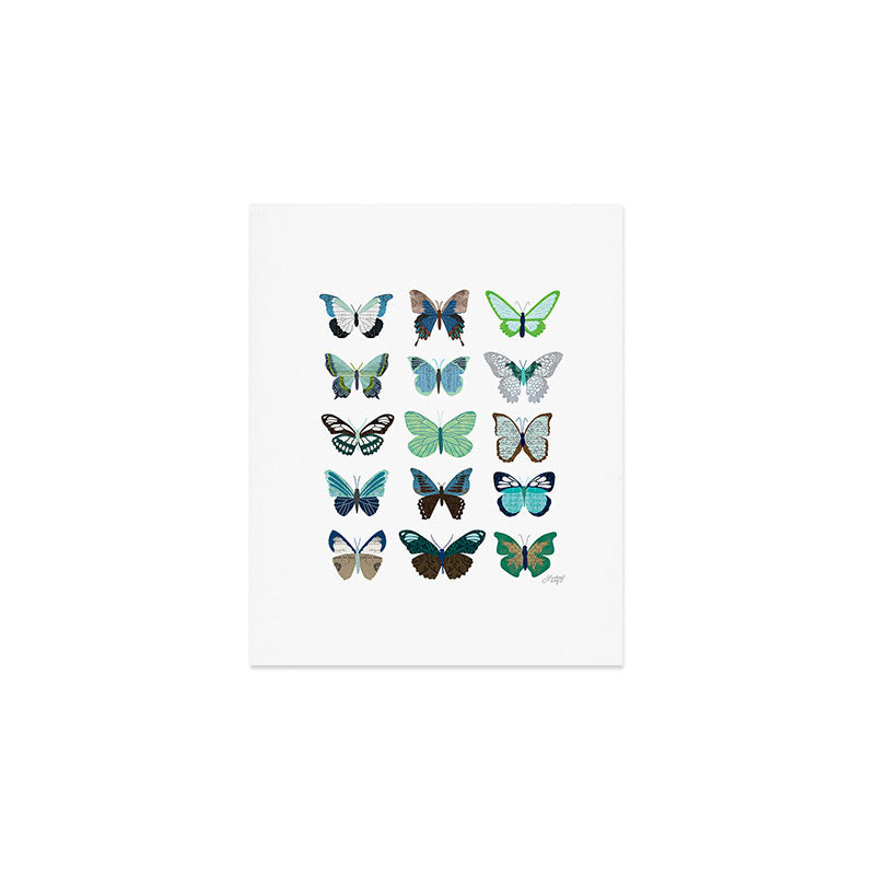 Green and Blue Butterflies Art Print Gallery Image 1