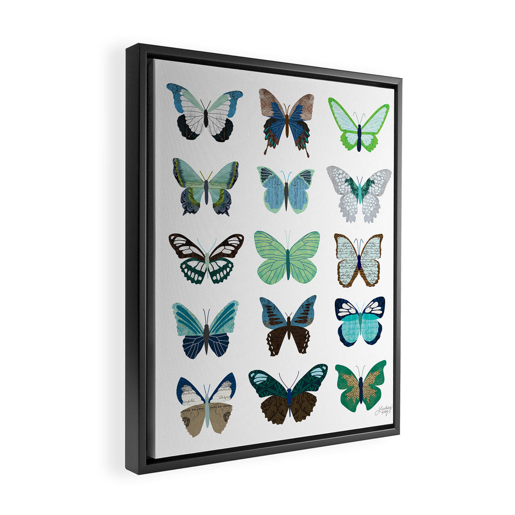 Green and Blue Butterflies Framed Canvas Print Gallery Image 2