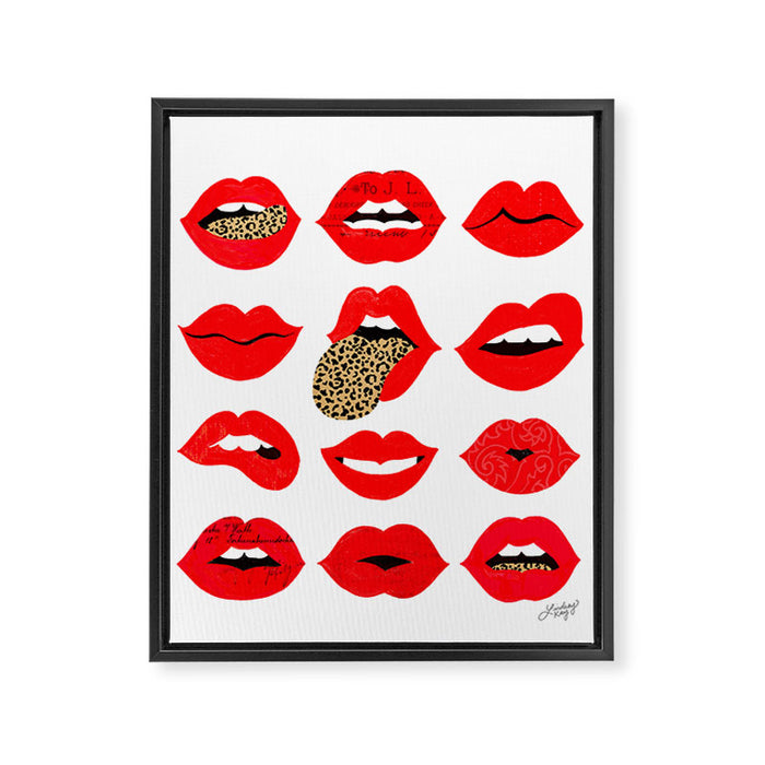 Leopard Lips of Love Framed Canvas Print Gallery Image 1
