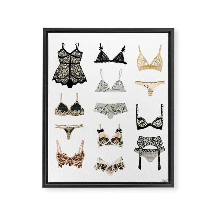 Lingerie Collage Framed Canvas Print Gallery Image 1