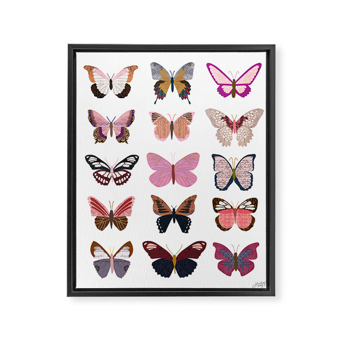 Pink Butterflies Framed Canvas Print Gallery Image 1