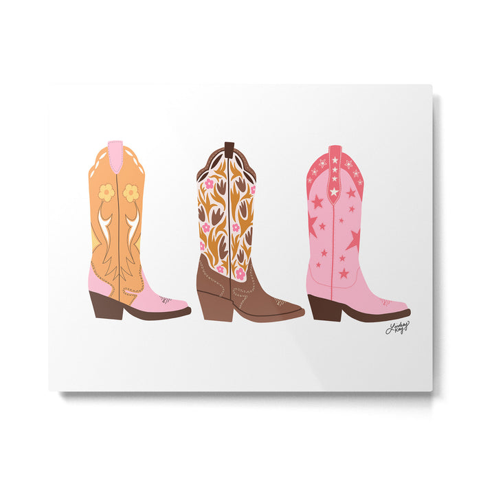 Pink Cowboy Boots  Metal Print Gallery Image 1