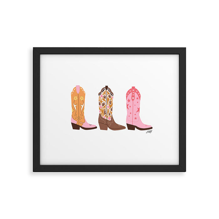 Pink Cowboy Boots  Framed Art Print Gallery Image 1