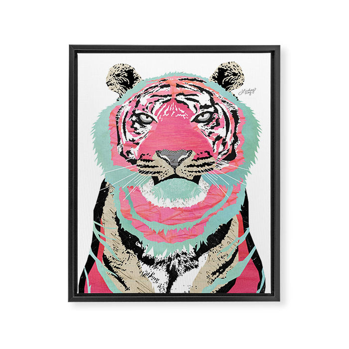 Pink Tiger Framed Canvas Print Gallery Image 1