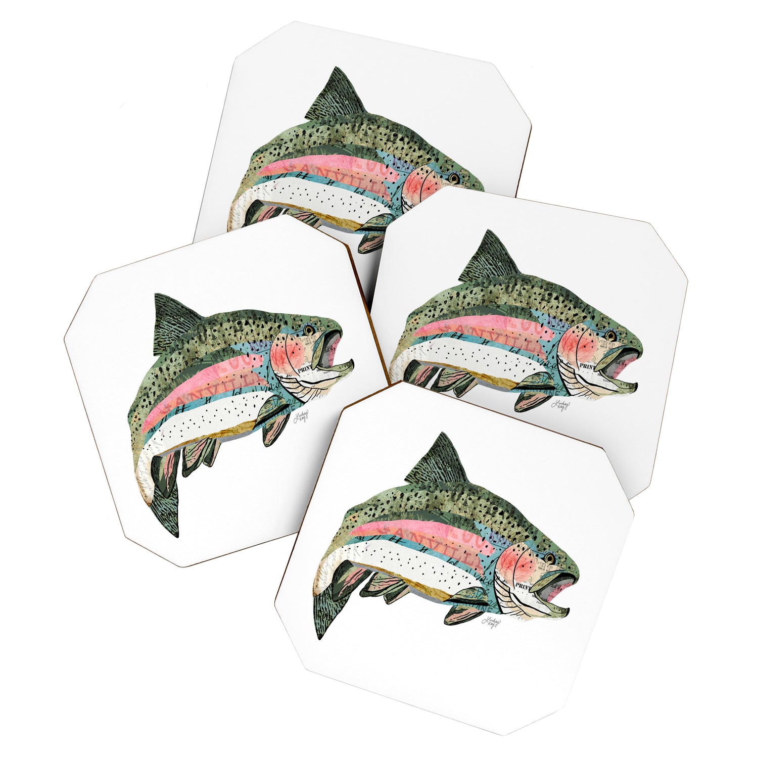 Rainbow Trout Collage Coaster Gallery Image 1