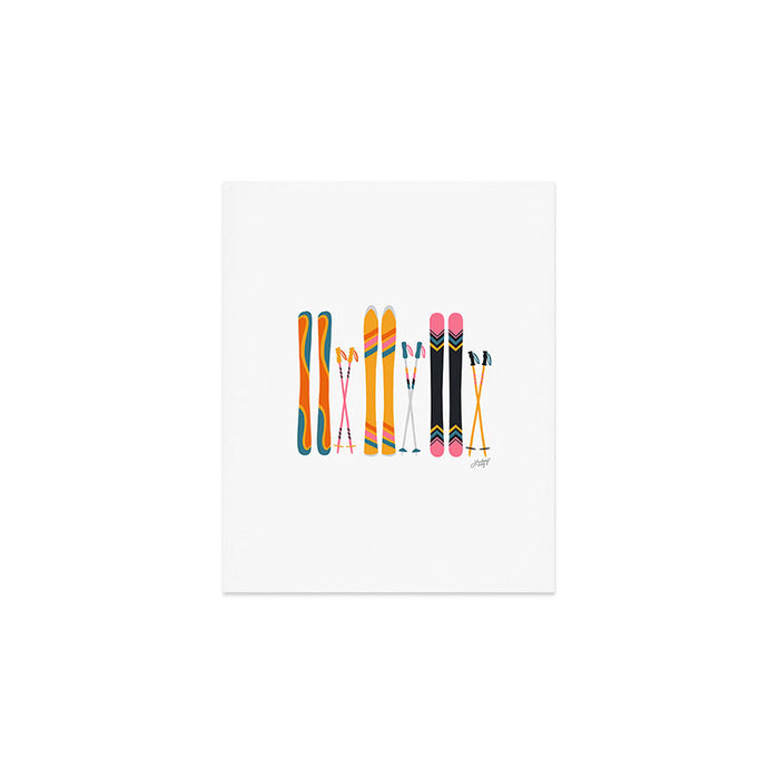 Retro Skis Illustration Art Print Gallery Image 1