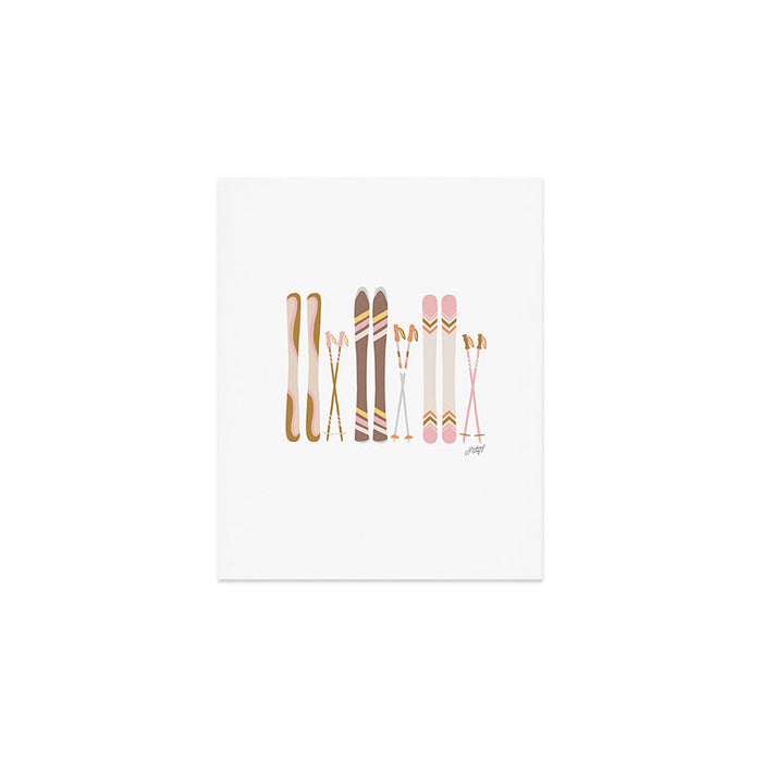 Retro Skis Illustration (Neutral Palette) Art Print Gallery Image 1