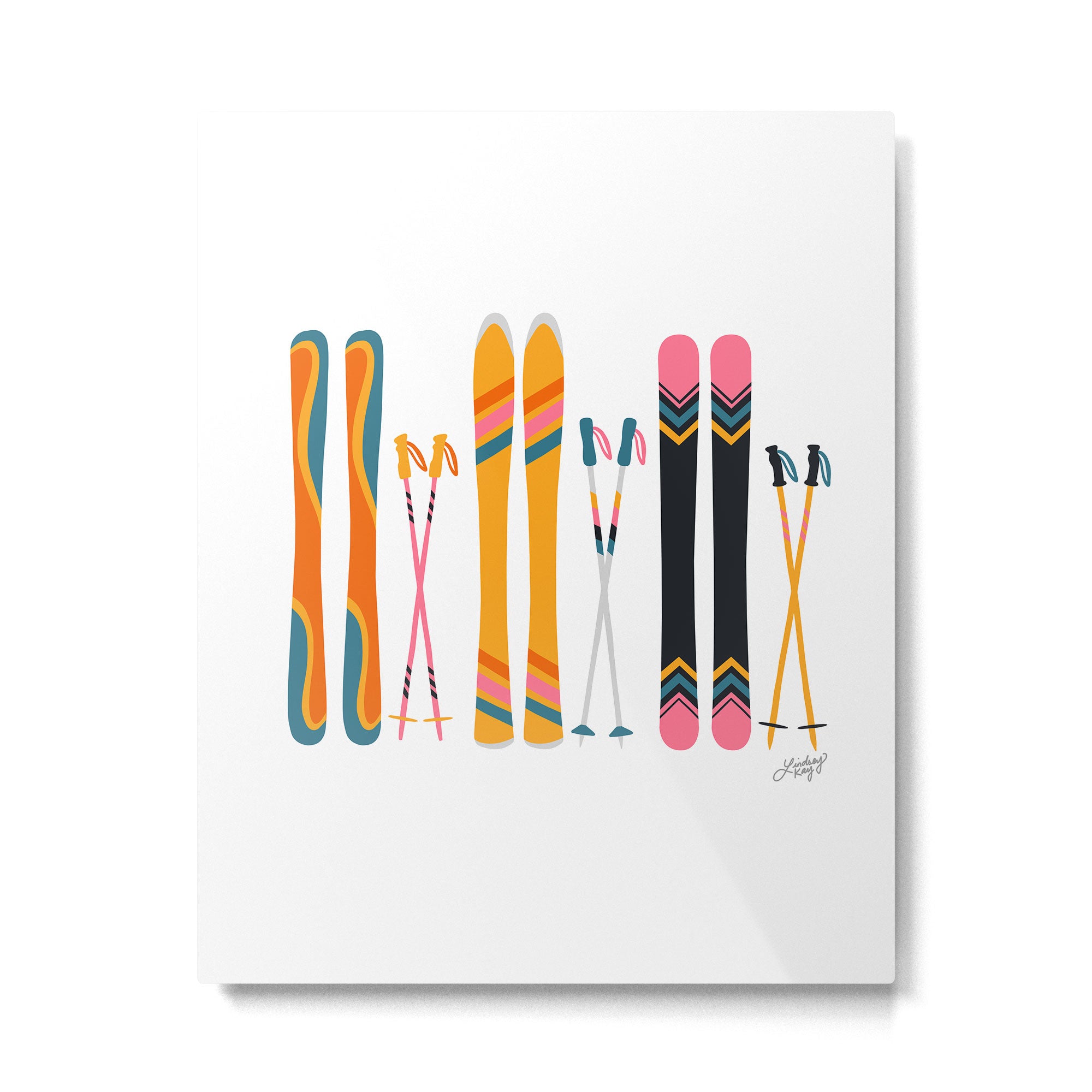 Retro Skis Illustration Metal Print Gallery Image 4