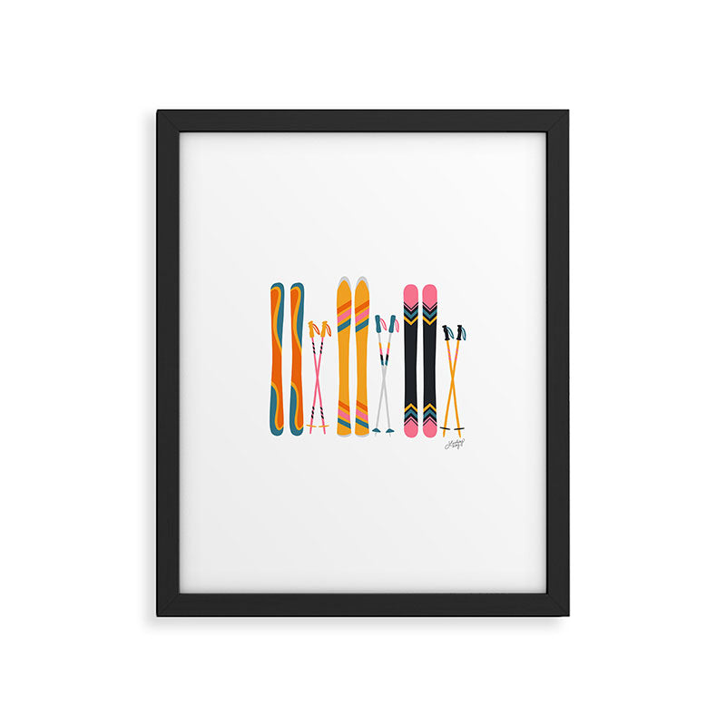 Retro Skis Illustration Framed Art Print Gallery Image 5