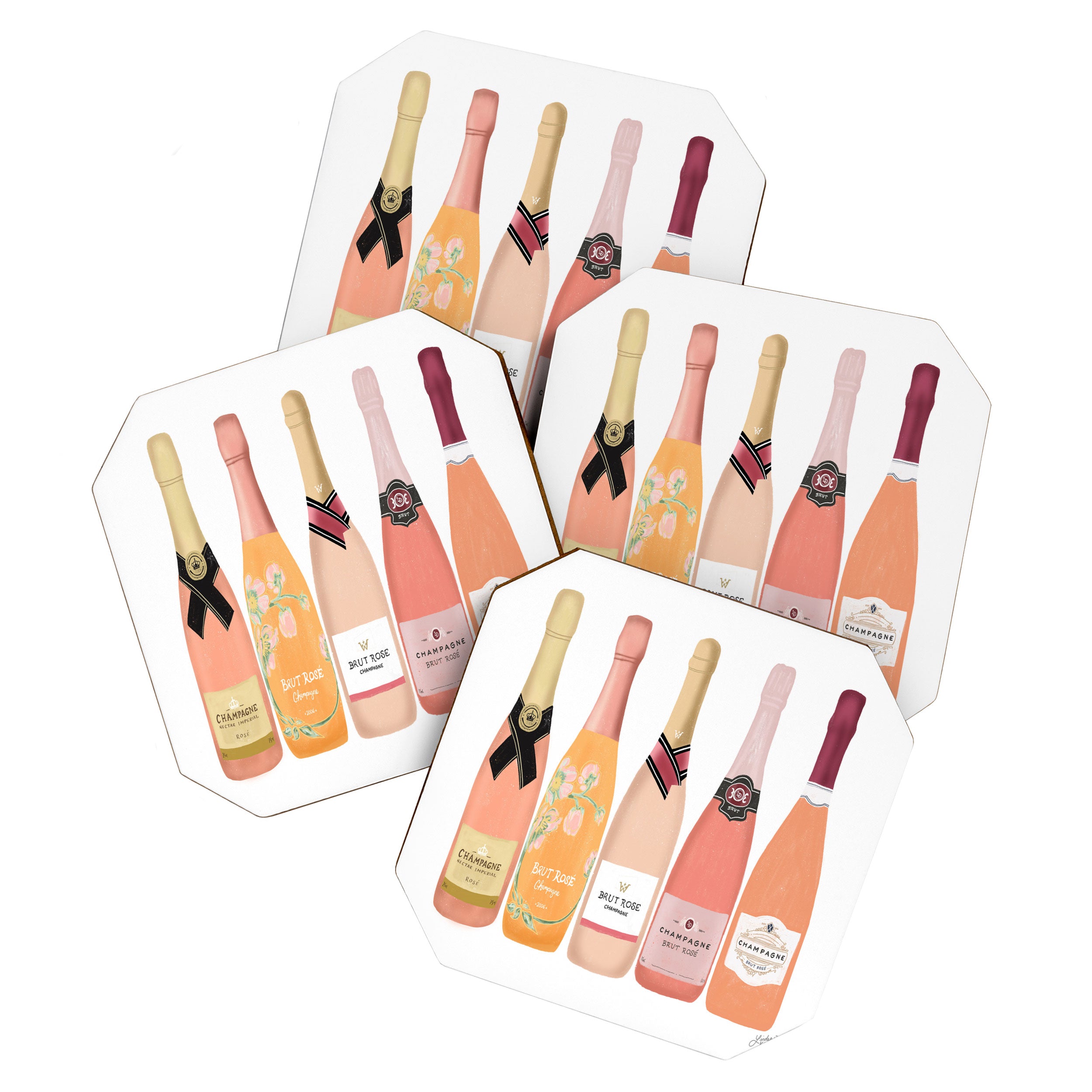Rose Champagne Bottles Coaster Gallery Image 1