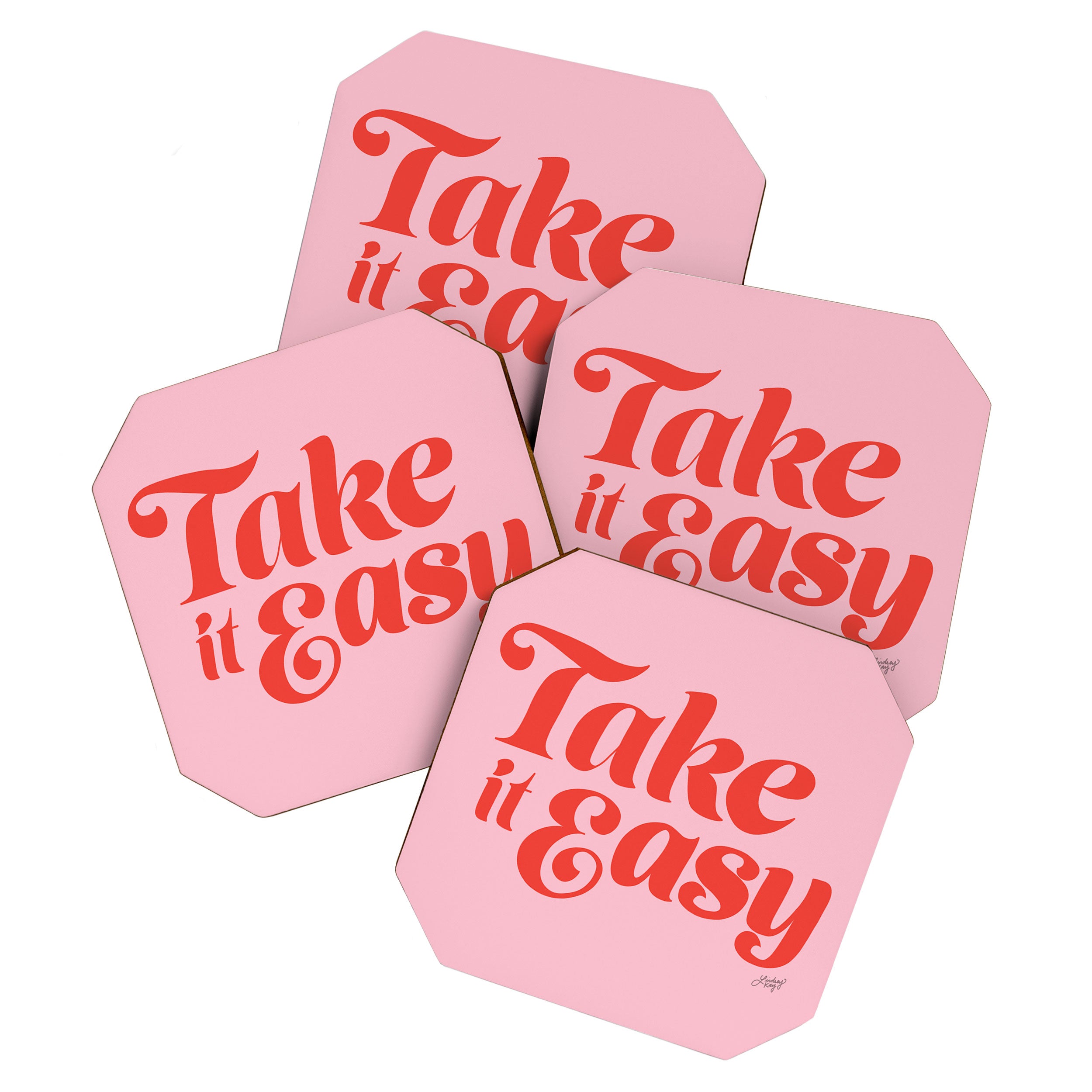 Take it Easy (Red/Pink Palette) Coaster Gallery Image 1