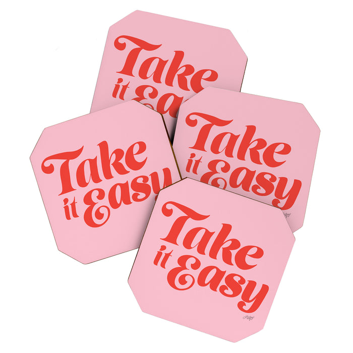 Take it Easy (Red/Pink Palette) Coaster Gallery Image 1