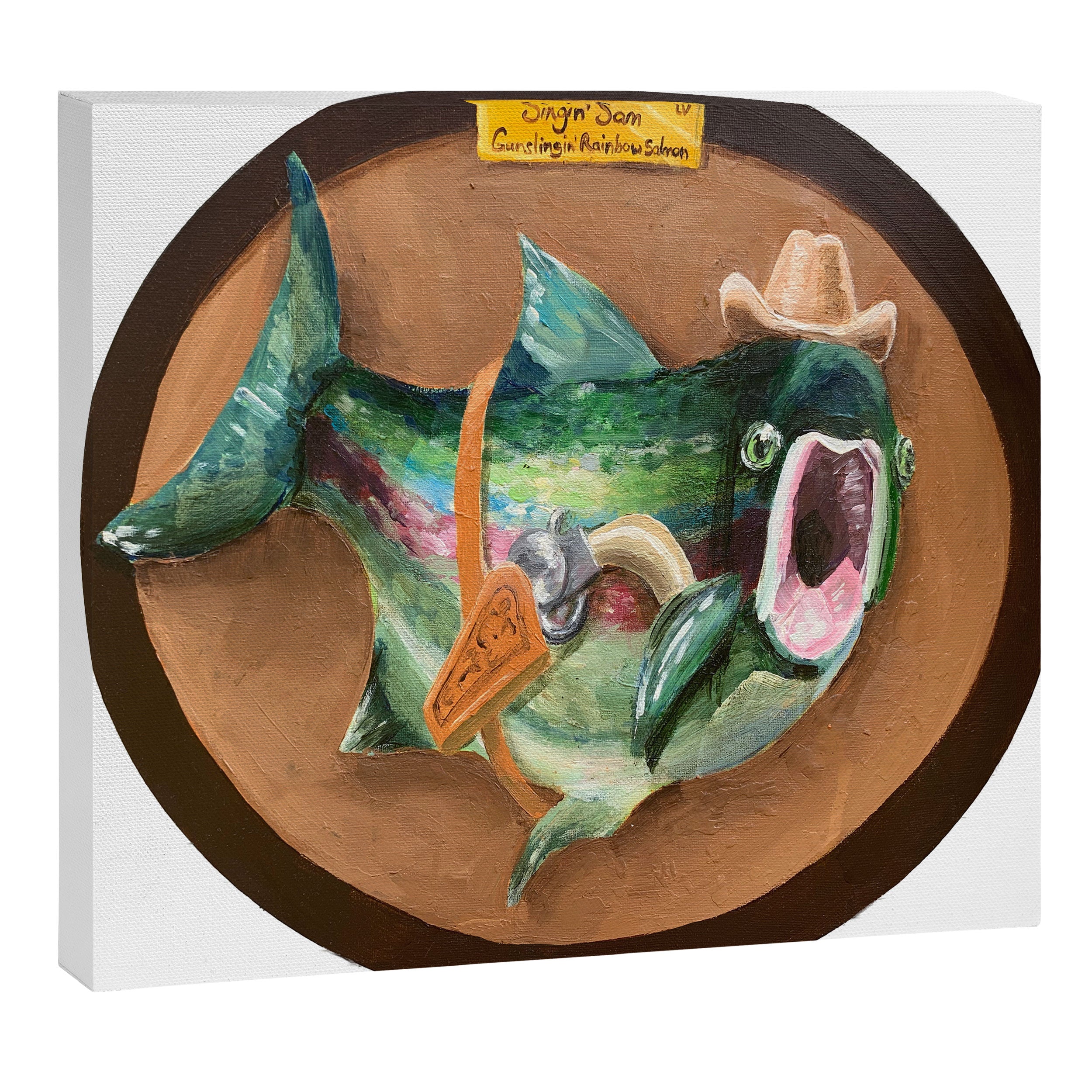 Singin' Slam the Gunslingin' Rainbow Salmon Canvas Print Gallery Image 12