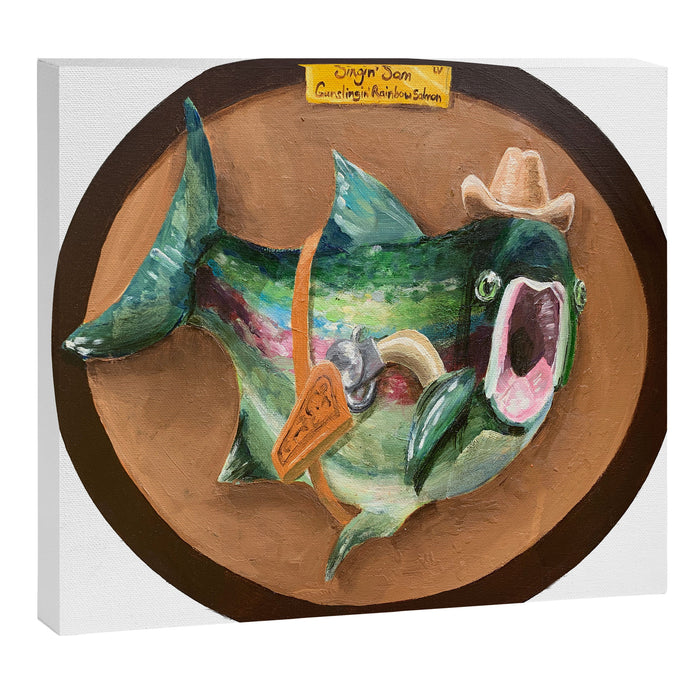 Singin' Slam the Gunslingin' Rainbow Salmon Canvas Print Gallery Image 1