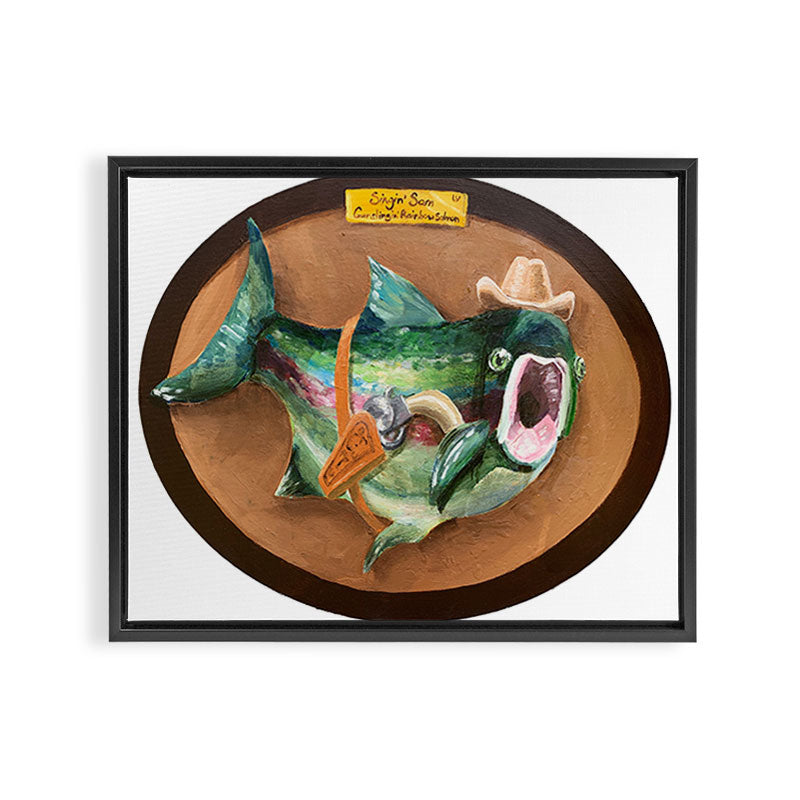 Singin' Slam the Gunslingin' Rainbow Salmon Framed Canvas Print Gallery Image 12