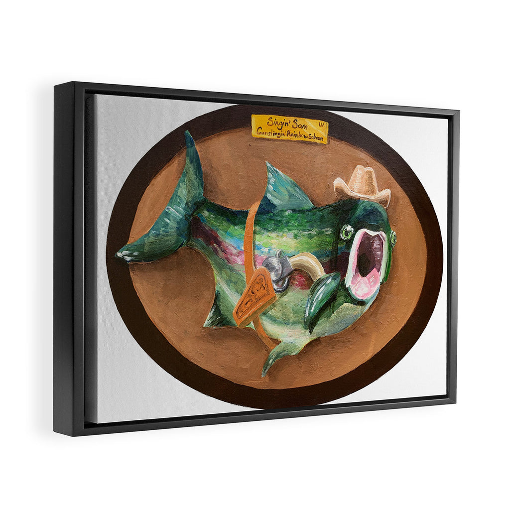 Singin' Slam the Gunslingin' Rainbow Salmon Framed Canvas Print Gallery Image 2