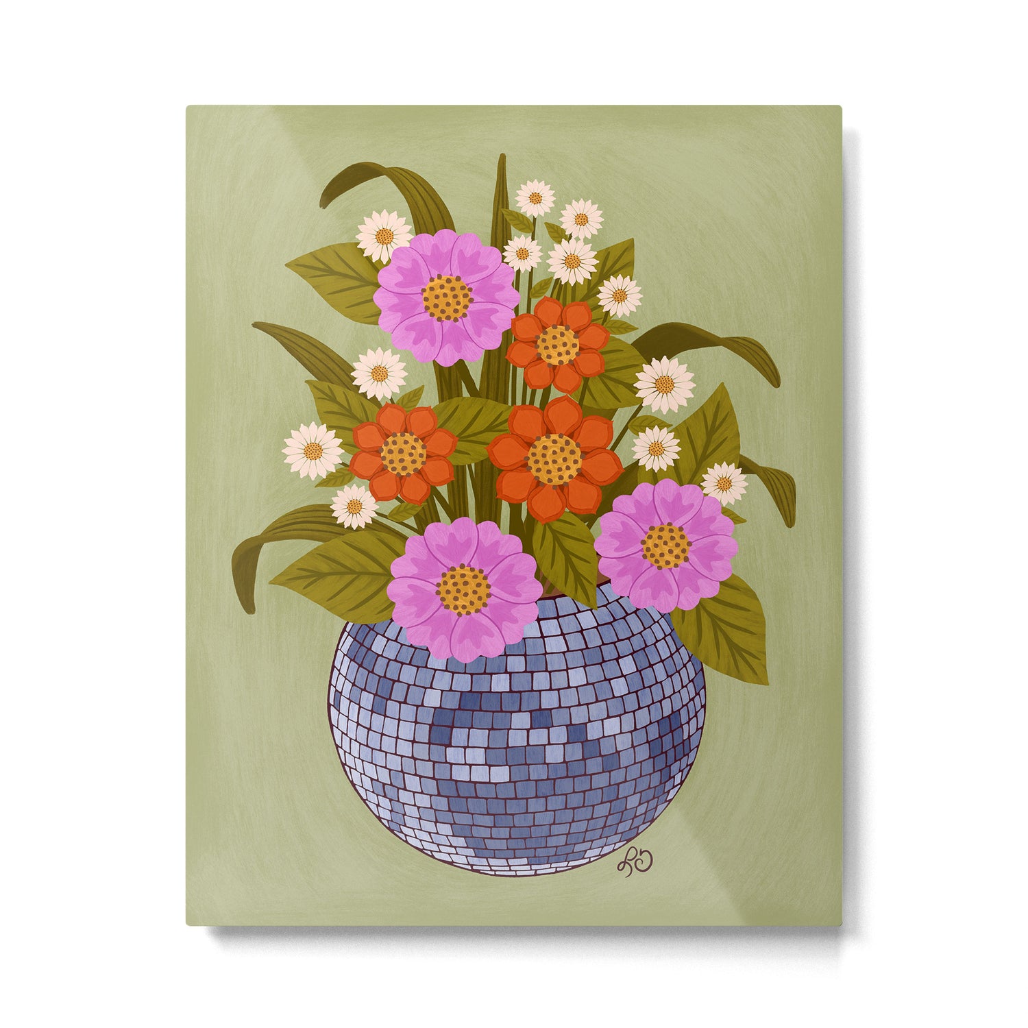 1970s Disco Ball Flower Pot  Metal Print Gallery Image 4