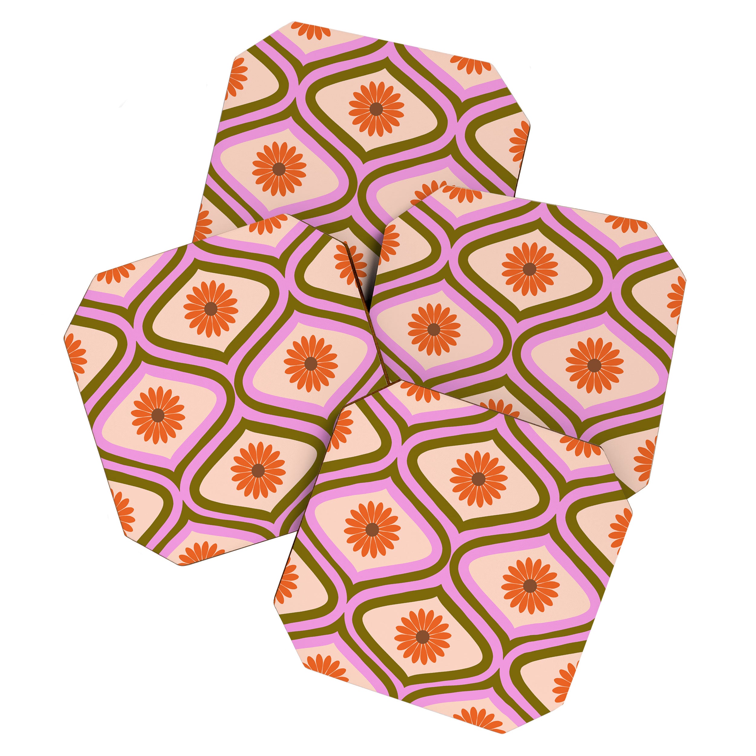 70s Disco Daisy Flower Pattern Coaster Gallery Image 1