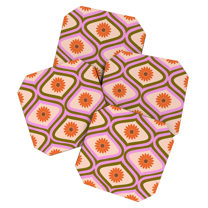 70s Disco Daisy Flower Pattern Coaster Gallery Image 1