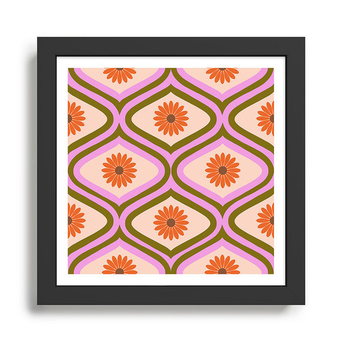 70s Disco Daisy Flower Pattern Framed Art Print Gallery Image 1