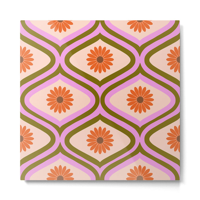 70s Disco Daisy Flower Pattern Metal Print Gallery Image 1