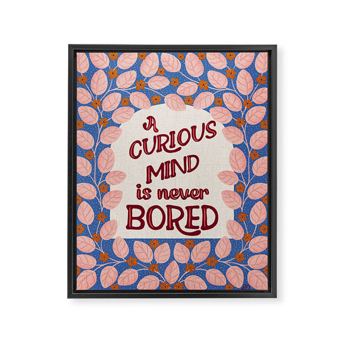 A Curious Mind Inspirational Floral Design Framed Canvas Print Gallery Image 1