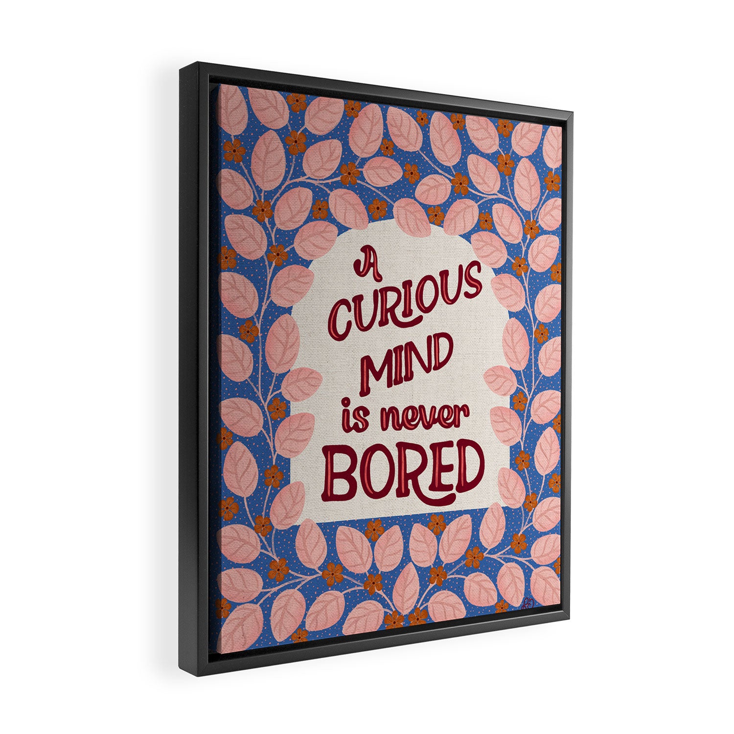 A Curious Mind Inspirational Floral Design Framed Canvas Print Gallery Image 2