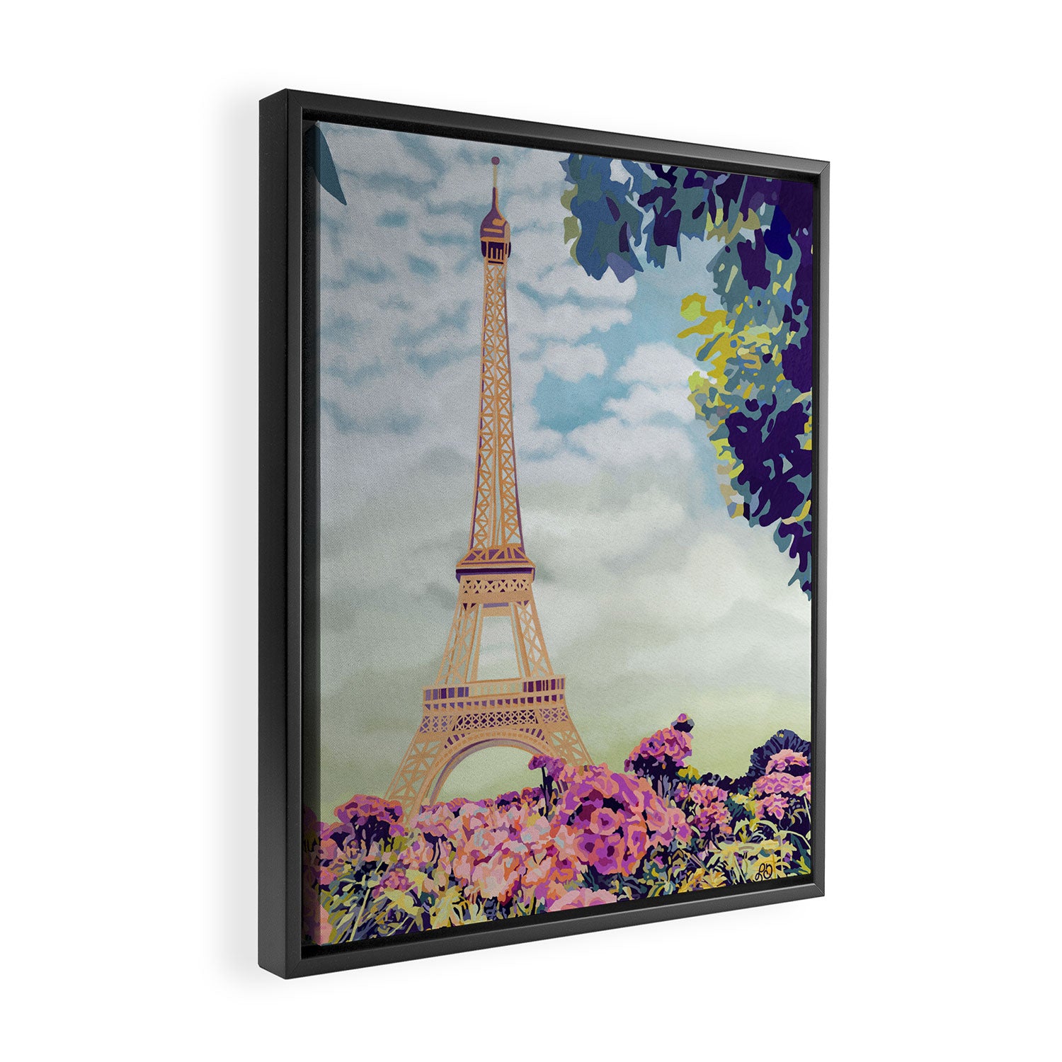A Floral View of the Eiffel Tower Framed Canvas Print Gallery Image 2
