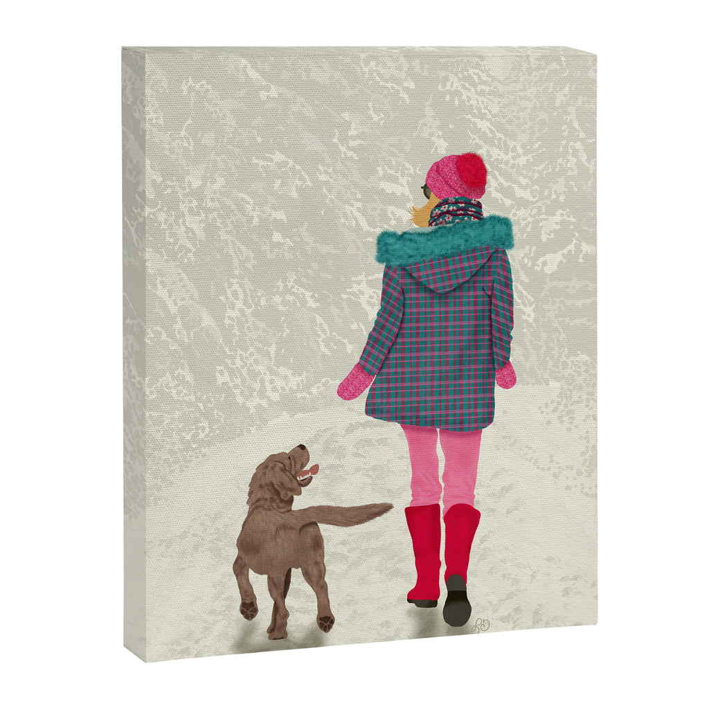 A Girl Her Dog and the Snow Canvas Print Gallery Image 6