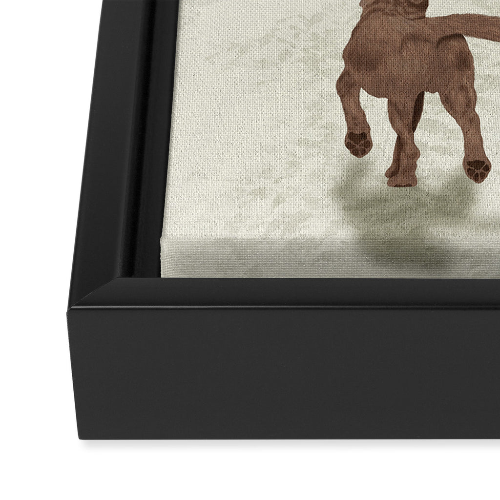 A Girl Her Dog and the Snow Framed Canvas Print Gallery Image 3
